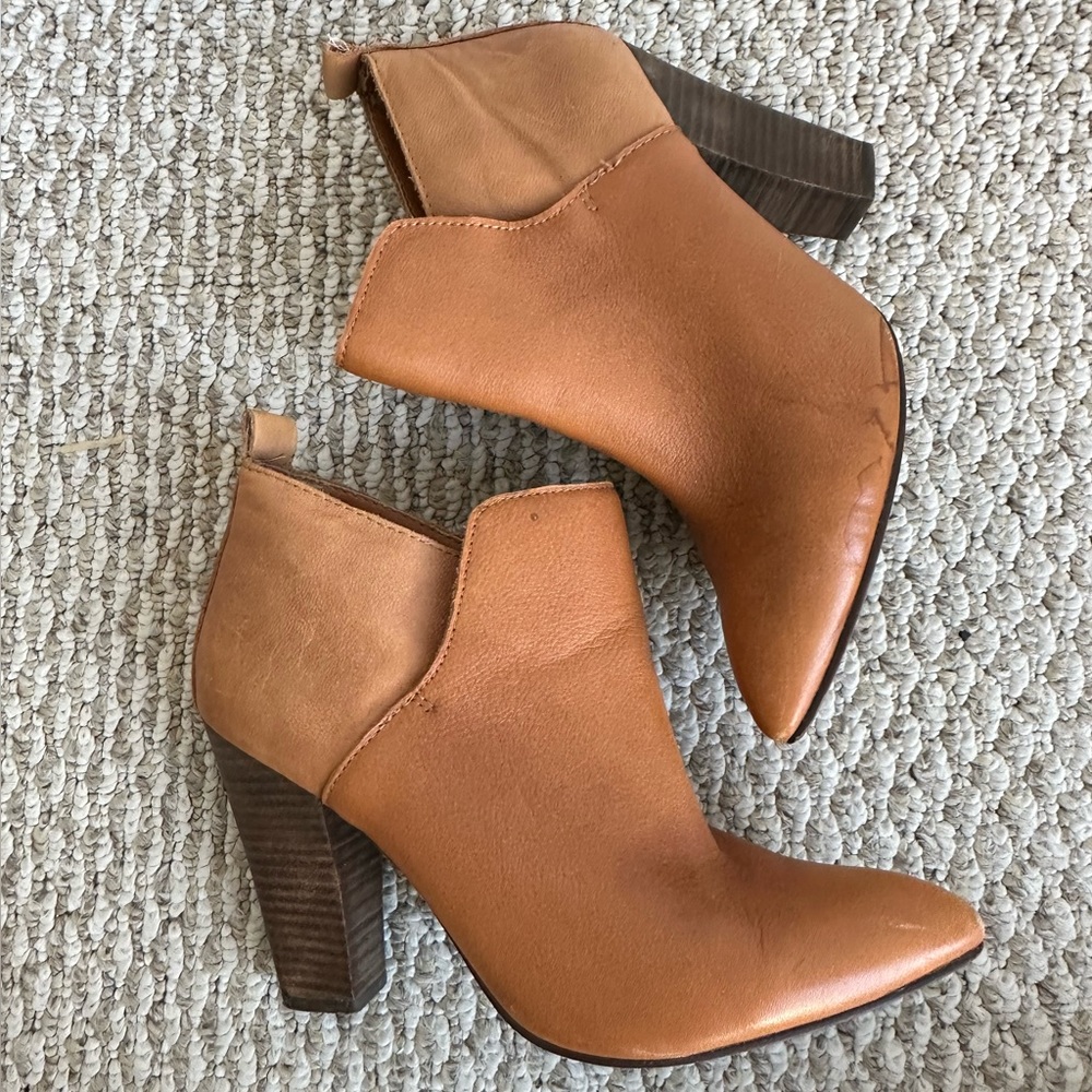 Steve Madden Jammie Natural Leather High Heel Ankle Boots Size 8